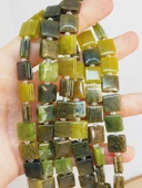 Bileklik Boy Yeşim Taşı Yandan Oyuklu Kare Kesim 10x10mm Yarım Dizi (49554) (18CM UZUNLUĞUNDADIR) - 1