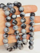 Bileklik Boy Kar Tanesi Obsidyen Taşı Yarım Dizi 10mm (49250) (18CM UZUNLUĞUNDADIR) - 1