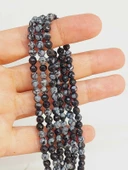 Bileklik Boy Kar Tanesi Obsidyen Taşı Yarım Dizi Faset Kesim 4-4.5mm Aralığı (18CM UZUNLUĞUNDADIR) thumbnail 1