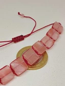 Gül Kuvars Taşı Makrome Tasarım Bileklik (51596) thumbnail 6