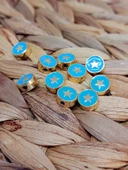 Altın Kaplama Turkuaz Yıldız Ara Aparat/2 adet (51790) thumbnail 1