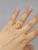 Pembe Kuvars Taşı Ayarlanabilir Yüzük (51692) - 2