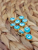 Altın Kaplama Turkuaz Nazar Boncuğu Ara Aparat/2 adet (51760) - 1