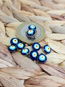 Altın Kaplama Lacivert Nazar Boncuğu Aparat/2 adet (51804) thumbnail 2