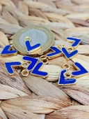 Altın Kaplama Lacivert Kalp Aparat/2 adet (51794) - 2