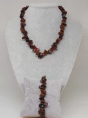 Kahverengi Obsidyen Taşı İri Taşlar Kolye & Bileklik Seti (52268) thumbnail 1