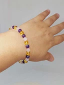 Ametist & Pembe Kuvars & Sitrin Tasarım Bileklik 6-8mm (52400) thumbnail 1