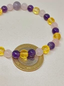 Ametist & Pembe Kuvars & Sitrin Tasarım Bileklik 6-8mm (52400) thumbnail 2