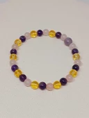 Ametist & Pembe Kuvars & Sitrin Tasarım Bileklik 6-8mm (52400) thumbnail 6