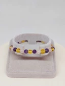 Ametist & Pembe Kuvars & Sitrin Tasarım Bileklik 6-8mm (52400) thumbnail 4