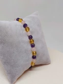 Ametist & Pembe Kuvars & Sitrin Tasarım Bileklik 6-8mm (52400) thumbnail 5