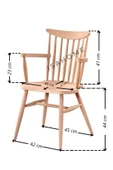 Kırlangıç Kollu Yıldız Sandalye Ham Ahşap Model 1 Adet thumbnail 1