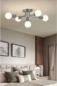 Ömür Avize Frost  grı kasa Modern Tasarım (AMPULSÜZ) Beşli Avize - 1