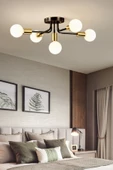 Ömür Avize Döngü Modern Tasarım Eskitme  sıyah Renk ((camsız )) Beşli Avize - 1