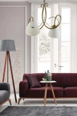 Ömür Avize Betül Modern Eskitme Kasa Beyaz Camlı Ikili Avize - 1