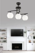 Ömür Avize Hestia sıyah kasa  Modern 3lü Camlı Avize - 1