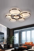 Ömür Avize Jüpiter Modern Siyah Kasa ( ( 75 Cm)) Beyaz Ledli Plofonyer Ledli Avize - 1
