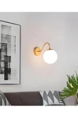 Ömür Avize omega eskitme gold kasa beyaz camlı aplik - 1