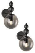 Ömür Avize Modern Bolivia 2li Sıyah Kasa Fume Camlı Duvar Aplik Metal 2 Siyah E27 - 1