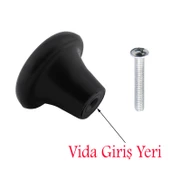 Mobilya Düğme Sert Plastik Kulp Siyah Dolap Mutfak Dolabı Çekmece Kapak Kulpu Kulbu 5 ADET thumbnail 2