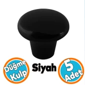 Mobilya Düğme Sert Plastik Kulp Siyah Dolap Mutfak Dolabı Çekmece Kapak Kulpu Kulbu 5 ADET thumbnail 1