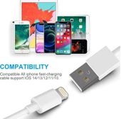 1 METRE Iphone Şarj Kablosu Usb To Lightning 6 6s 7 8 X Xs Xr 11 12 13 14 Pro Max Plus Beyaz - 4