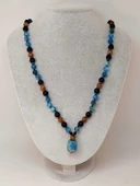 Apatit - Hematit - Lav Taşı & Venge Ağacı Tasarım Unisex Kolye (44355) thumbnail 3