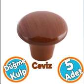 Düğme Sert Plastik Kulp Ceviz Dolap Mobilya Mutfak Dolabı Çekmece Kapak Kulpu Kulbu 5 ADET thumbnail 1