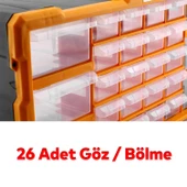 Vida Dübel Civata Kutusu Bölmeli Avadanlık Monoblok Çekmeceli 26'lı Takım Çantası Plastik Organizer - 3