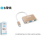 S-LINK SL-USB-C66 0.15metre TYPE-C-USB 3.0_VGA Çevirici Adaptör Gold 4K - 4