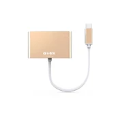 S-LINK SL-USB-C66 0.15metre TYPE-C-USB 3.0_VGA Çevirici Adaptör Gold 4K - 2