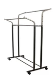V Ayarlı Paslanmaz 125 Cm En Metal Konfeksiyon Elbise Askılık Tekerlekli Portatif Eşek Vitrin Raf - 5