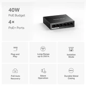 TP-LINK 6port MS106LP 10/100 YÖNETİLEMEZ 30W 4-PORT POE SWITCH - 3