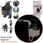 Oto Araç İçi Çok Fonksiyonlu Koltuk Arkası Organizer Bardaklık Telefon Tutucu Askılık Araba Eşya Düzenleyici 1 Adet - 3