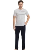 Erkek Yaka Detay  %100 Pamuk Süprem Kısa Kol Göğüs Cepli Pijama Takımı - 5