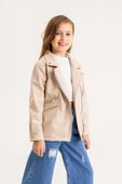 Fermuarlı Astarlı Kız Çocuk Deri Ceket - 11