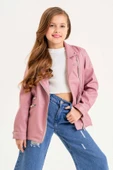Fermuarlı Astarlı Kız Çocuk Deri Ceket thumbnail 1