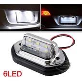 Üniversal Plaka Lambası 6 Led Güçlü Işık Su Geçirmez Krom Araç Plaka Işığı Ultra Parlak Oto Aydınlatma 12/24V 2 Adet - 2