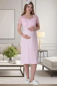 Mecit 6065 Bayan Hamile Lohusa Pembe Sabahlık Gecelik Pijama Set - 3