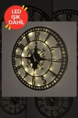 Led Işıklı Ahşap Sayılı Pusula Duvar Saati Sessiz Dekoratif Modern Siyah Metal Duvar Saati 40x40cm - 3