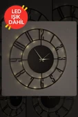 Led Işıklı Numaralı Duvar Saati Sessiz Dekoratif Modern Siyah Ahşap Duvar Saati - 3
