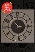 Led Işıklı Numaralı Duvar Saati Sessiz Dekoratif Modern Siyah Ahşap Duvar Saati - 1