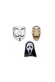 Papel Vandetta Çığlık 3 Lü Maske Parti Maskeleri Cadılar Bayramı Maskesi - 1