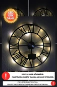 Led Işıklı Roma Rakamlı Duvar Saati Sessiz Dekoratif Modern Siyah Duvar Saati -RGB Renkli 40x40cm - 1