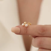 925 Ayar Gümüş Beyaz Kültür İncisi Hediye Çivi Küpe-5mm - 2