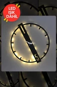 Led Işıklı Modern Duvar Saati Sessiz Dekoratif Modern Siyah Ahşap Duvar Saati - 1