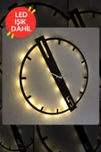Led Işıklı Modern Duvar Saati Sessiz Dekoratif Modern Siyah Ahşap Duvar Saati - 4