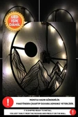 Led Işıklı Dağ Duvar Saati Sessiz Dekoratif Modern Siyah Duvar Saati -RGB Renkli 40x40cm - 4