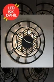 Led Işıklı Çiçek Duvar Saati Sessiz Dekoratif Modern Siyah Ahşap Duvar Saati 40x40cm - 3