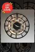 Led Işıklı Çiçek Duvar Saati Sessiz Dekoratif Modern Siyah Ahşap Duvar Saati 40x40cm - 1